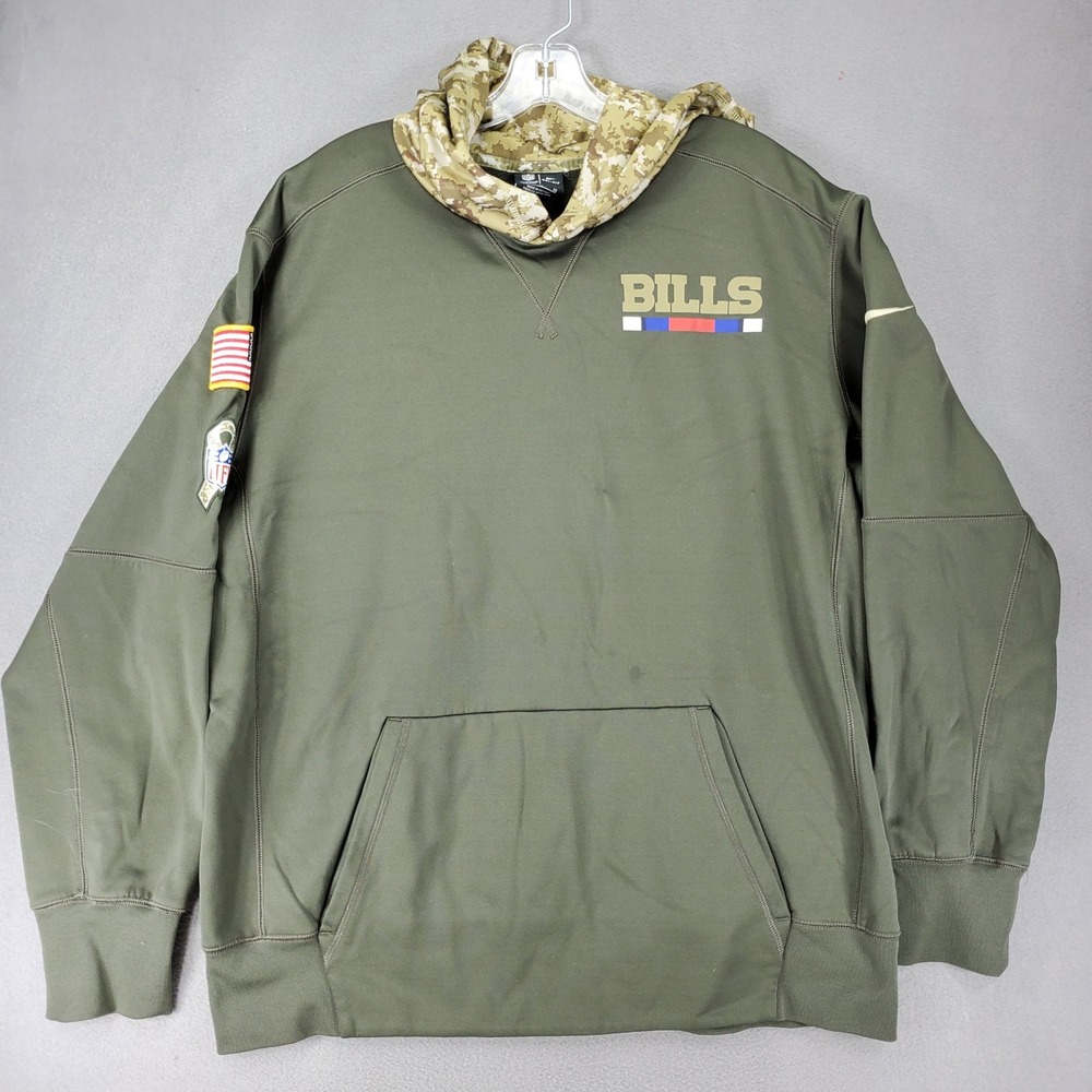 Nike Hoodie Mens XL Olive Green Buffalo Bills Salute to Service Camo NFL USA